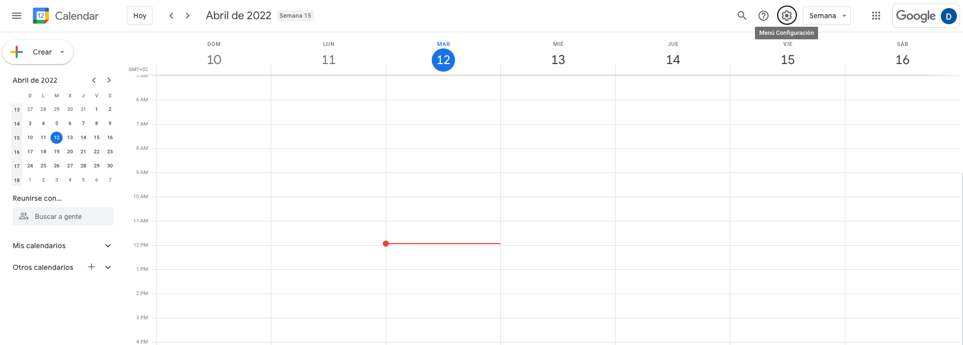 Configuración en Google Calendar